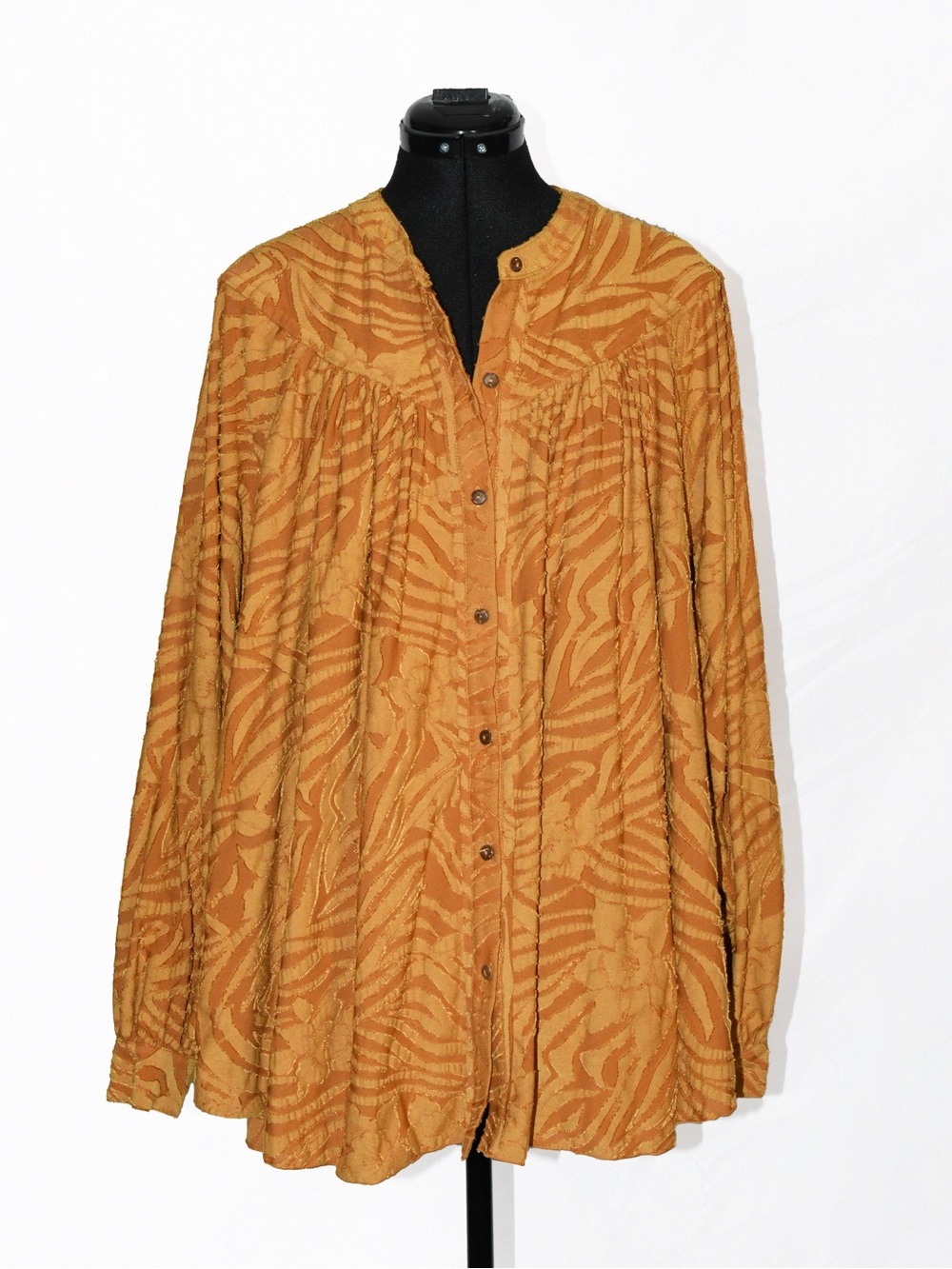 Mustard Textured Button-Down Cowboy Shirt Tunic